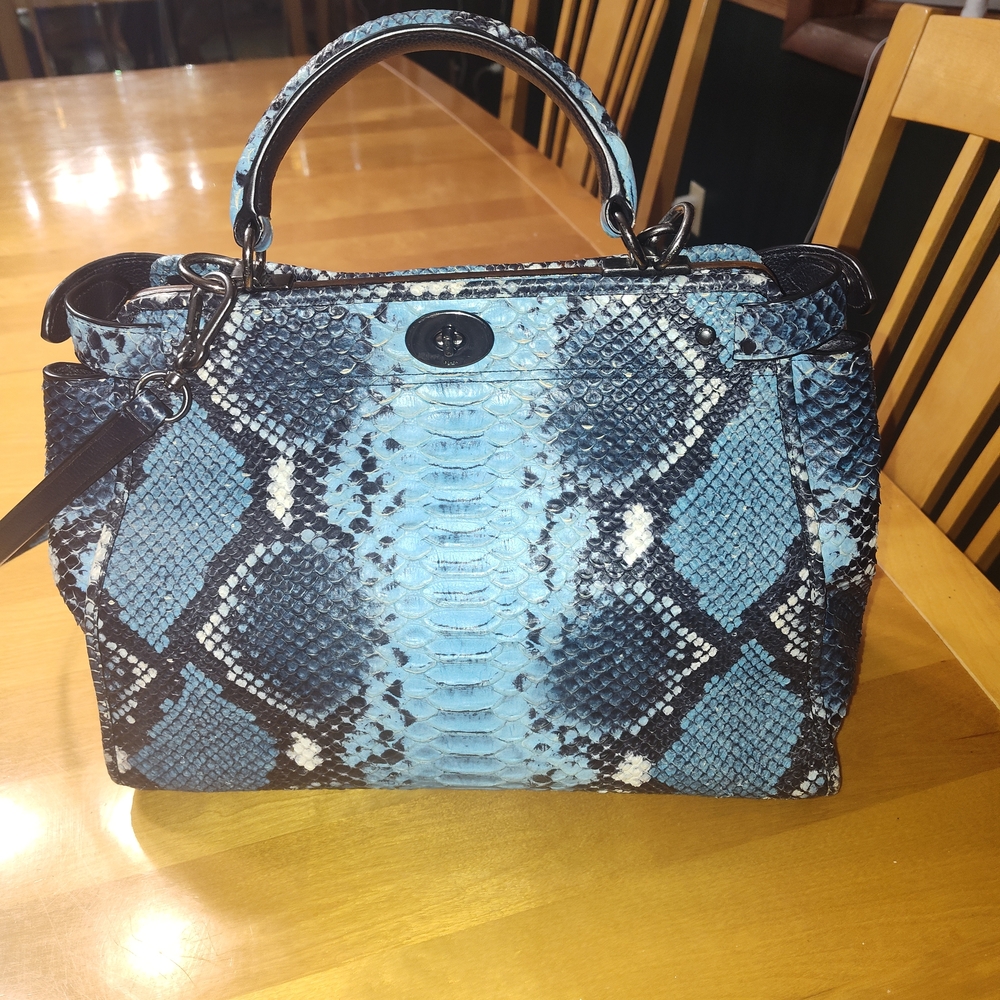 Blue Python-Print Top-Handle Women’s Bag - image 3